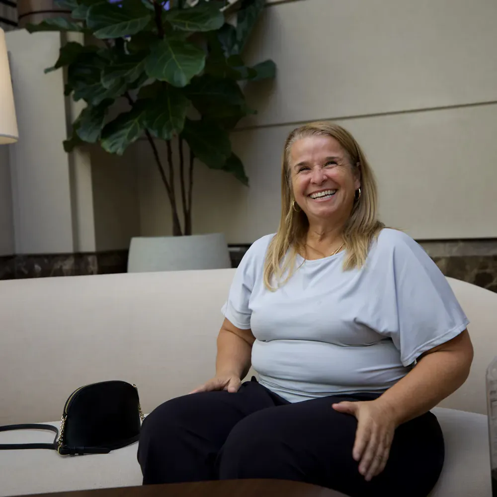 Yodi Richeson seated in a quiet lounge